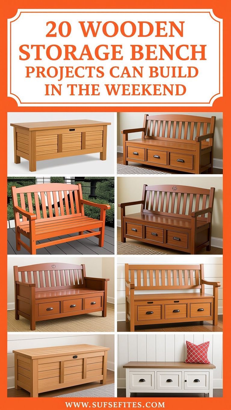 20 DIY Wooden Storage Benches to Build in a Weekend