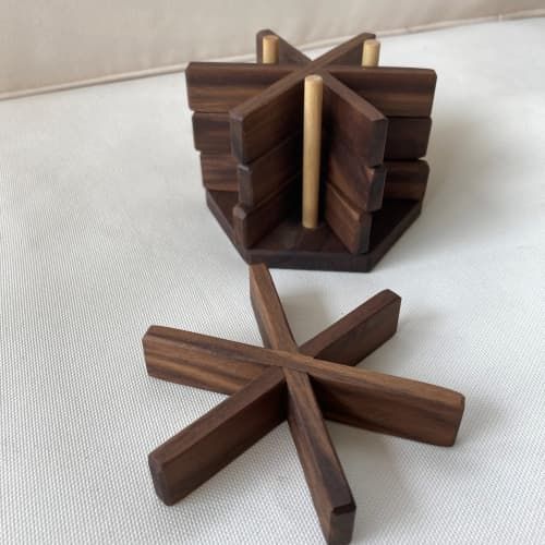 Tableware – Hand made wood star coaster
